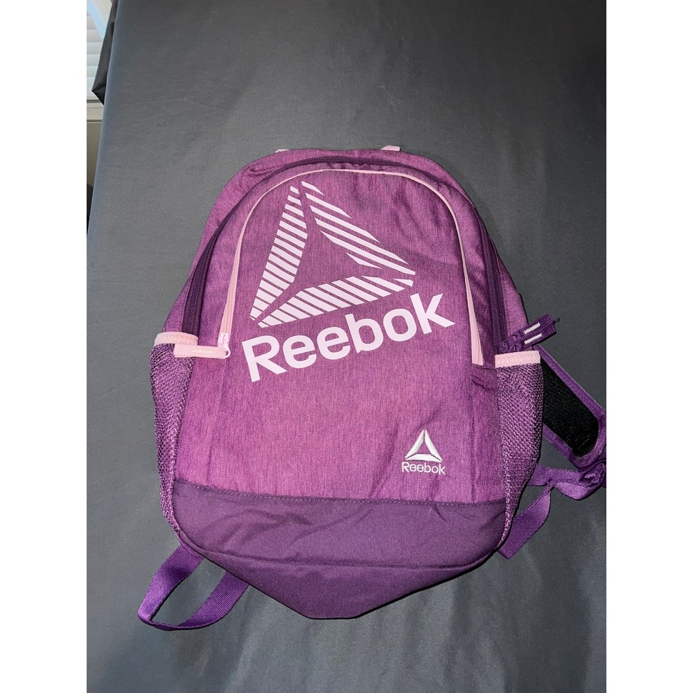 Reebok Purple Heathered Backpack School Gym Bag with Laptop Sleeve Pink Accents